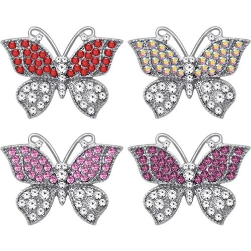 KZ3505 New Rhinestone crystal beauty butterfly metal 18MM snap buttons fit 18mm snap bracelet snap jewelry wholesale