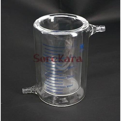 100ml Laboratory Jacketed Borosilicate Glass Beaker Double Layer Beaker for Photocatalytic Experiment
