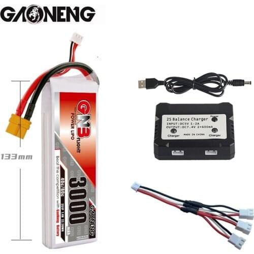 GNB 3000mAh 7.4V 2S 40C/80C Lipo Battery With XT60 Plug and charger set For RC Helicopter Quadcopter FPV Racing Drone Parts