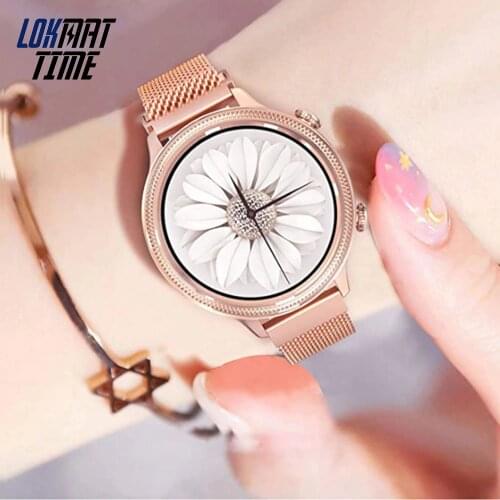 Lokmat Time Luxurious 2020 Smart Watch Women Full Round Display Fashion Bluetooth 5.0 Smartwatches Wristband for Dropshipping