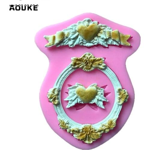 Love Frame European Style Fondant Cake Silicone Mold Chocolate Mould DIY Baking Cake Decorating Tools Biscuits Cookie Molds