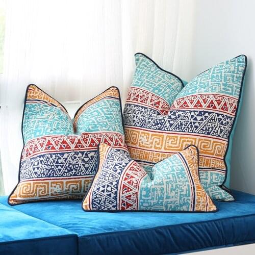 Original Design Cotton Geometric Printed Cushion Cover National Style Pillow Cover Case Sofa Chair Home Decor Without Stuffing