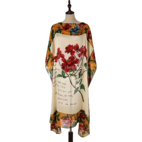 Dress Length 110cm Bust:168cm 2021 New African Print real silk Knee-lenth Style Dashiki Famous Dress For women/Lady 5colors