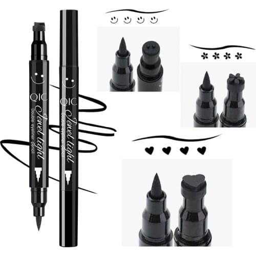 NEW 2 In1 Eyeliner Stamp Starry Sky Snow Liquid Eyeliner Pencil Stamp Triangle Seal Eyeliner Waterproof Quick Dry Cosmetics