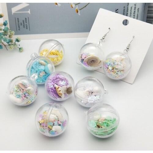 10pcs 30*36mm Transparent Round Ball Conch Shell Capsule Acrylic Ball DIY Earrings Jewelry Accessories Handmade Materials YZ622