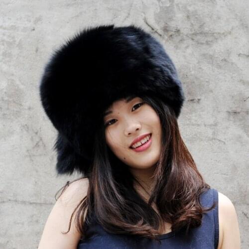 CX-C-169F Natural Raccoon Fox Fur Russian Ushanka Hats Winter Thick Warm Ears Fashion Bomber Cap