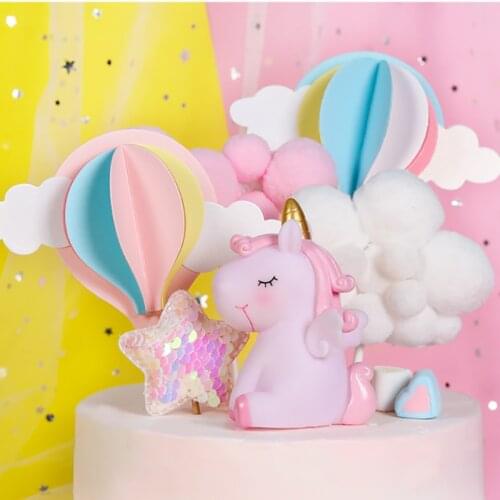 Cute Cloud Cake Topper Unicorn 1st Cake Dec Arch Hot Balloons Cupcake Decor Happy Birthday Party Decor Kid Boy Girl Baby Shower