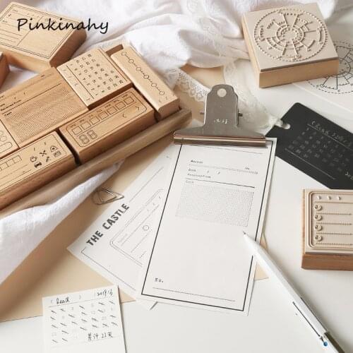 Vintage Check List Calendar Memo Time Planner Wooden Rubber Stamp Set for DIY Scrapbooking Card Decoration Embossing Craft YZ026