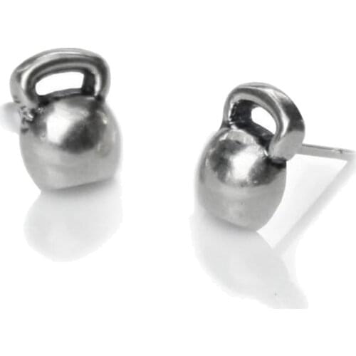 925 Sterling Silver Kettlebells Stud Earrings Fashion Thomas Style Sporty kettle Bell Ear Stud Earings Jewelry Gift For Women