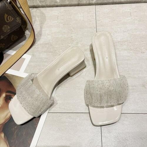 Ladies Slippers Square Head Slippers Women Luxury Slippers Jelly Slippers Women Slippers Women Sandals Women Shoes