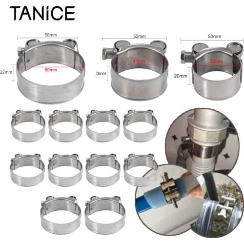 TANiCE 10Pcs 35mm 43mm 59mm Hinge Pin Clips Hose Clamp For Heavy Duty Exhaust Turbocharged Car Garden Irrigation Stainless Steel