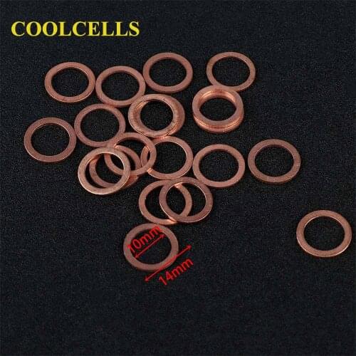 20PCS Copper Washer Flat Ring Gasket Sump Plug Oil Seal Fittings Washers Hardware 10*14*1MM