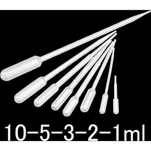 Plastic straw 20 Pcs 10 / 5 / 3/2/1ml Laboratory Pipette Plastic Disposable Graduated Container Liquid Dropper Equipment Straw