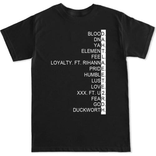 2019 For Man Tee Shirts DAMN TRACKLIST KENDRICK LAMAR HIP HOP Tees RAP TRAP DRAKE KANYE T shirt