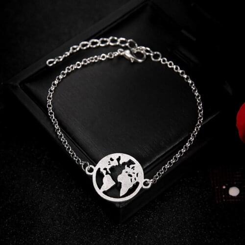 3Pcs Women Vintage Alloy Bracelets Leaf Map Circle Bangle Set Jewelry Gifts