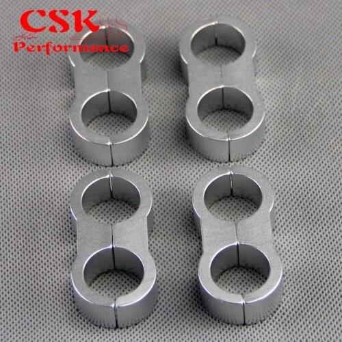 4pcs AN -10 AN10 19MM Braided Hose Separator Clamp Fitting Adapter Bracket Silver