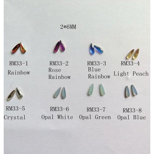 5pcs Cute High Quality 2*6MM Flat-back Small Drop Shape Crystal Gem Stone Nail Art Gem RM33