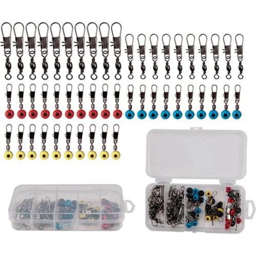 1 BOX Space Beans Fishing Connector Float Connector Rolling Swivel Fishing Supplies with Box Carry Fishing Tackle tool