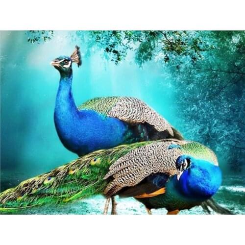 5D DIY Square/Round Diamond Painting Beautiful Peacock Mosaic Cross Embroidery Home Decoration Mural Christmas Gift New Year