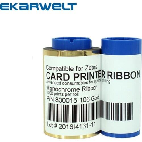 800015-106 Gold Monochrome Ribbon For Zebra iSeries ID Card Printer 1000 Prints P310i P430i P330i p420i p520i
