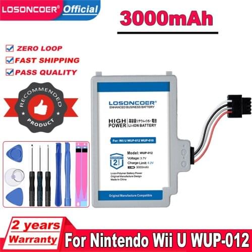 LOSONCOER 3000mAh For Nintendo Wii U / Wii U GamePad +Free Screwdriver wiiu WUP-012 WUP-010 Gamepad Controller Battery