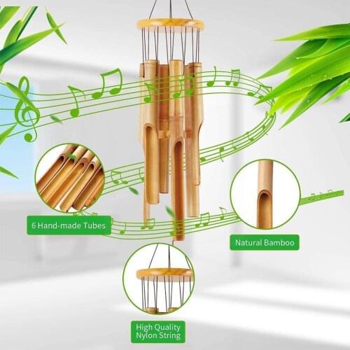 Bamboo Wind Chime Handmade Indoor Outdoor Wall Hanging Chime Garden Windbell Wind Decorations Decorations Wind Hanging Chim D9R2