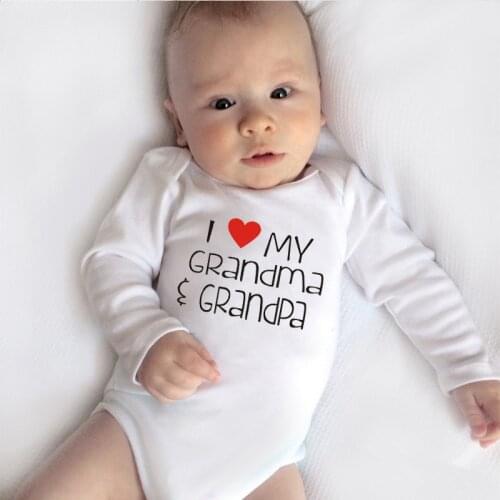 I Love My Grandmother and Grandfather Print Newborn Baby Bodysuit Cotton Long-sleeved Body Baby Boy Girl Onesie Romper Suit