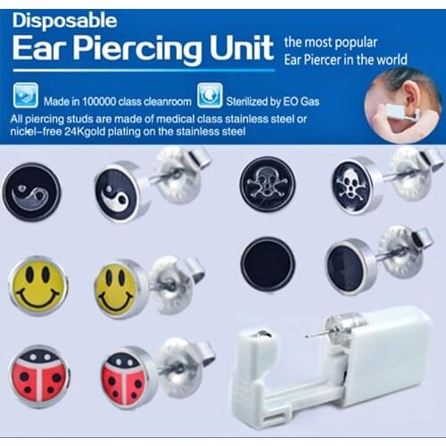 BOG-5Units New Design Disposable Safe Sterile Unit Ear Stud Piercing Gun NO PAIN Piercer Tool Machine Kit Earring Body Jewelry