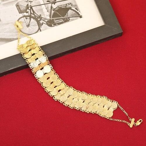 Wholesale Gold Coin Bracelet For Women Arab Chain Middle Eastern Gift Ancient Coins Jewelry Africa Indian Wedding Item