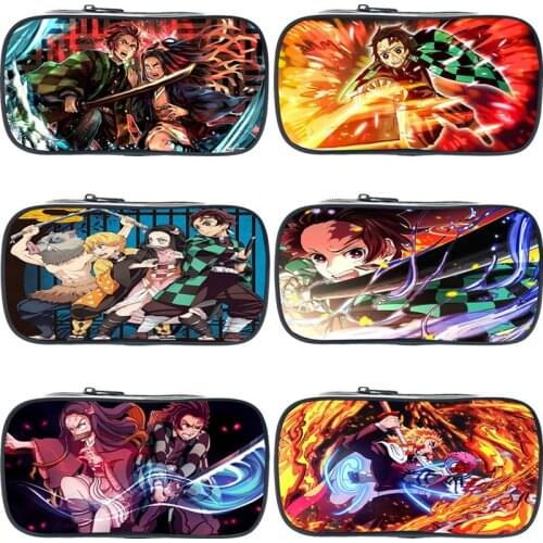 Demon Slayer Pencil Case Anime Cosmetic Case Students School Supplies Pencil Bag Kids Gift Pen Bag Boy Girl Stationery Pen Pouch