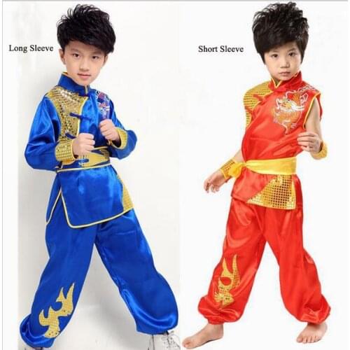 Child Chinese Folk Clothes Children Kong Fu Costume with Dragon Boy Wushu Costume Taiji Clothes Chinese National Clothes 16
