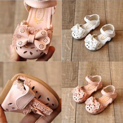 2019 Baby Summer Shoes Newborn Baby Girl Soft Sole Crib Shoes Cute Bowknot Lace Hollow Out Breathable Slippers Sandals 3-8T