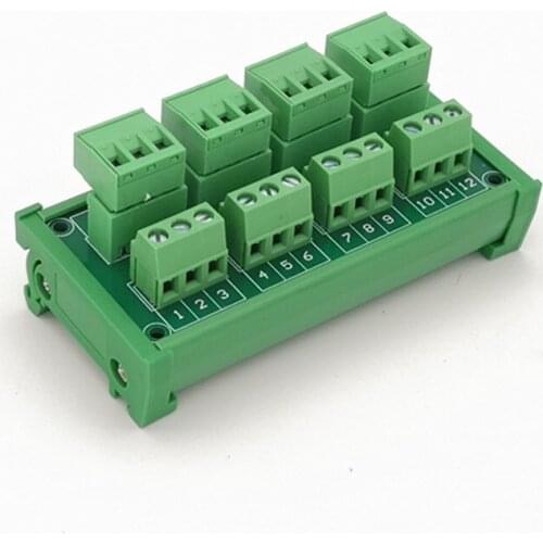 DIN Rail Mount 15A/300V 4x3Position Screw Terminal Block Distribution Module