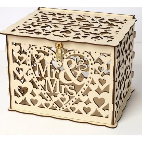 DIY Wedding Card Box Coin Money Save Box Wooden Wedding Envelope Box Gift Boxes for Birthday Party Anniversary Baby Party Decor