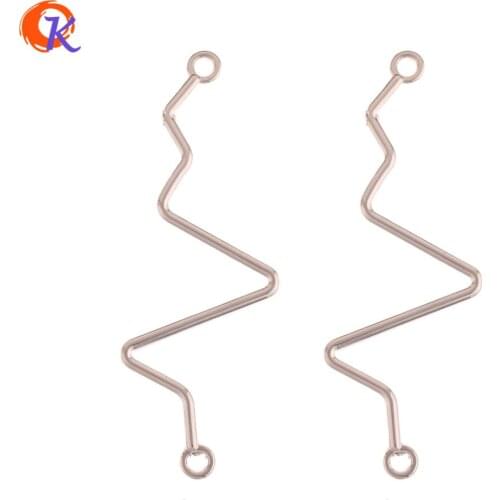 Cordial Design 100Pcs 22*57MM Jewelry Findings Component/Connectors/Wave Shape/Rhodium/DIY Making/Hand Made/Earrings Accessories