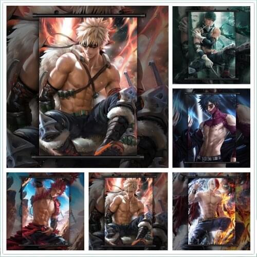 Canvas Home Decoration Boku No My Hero Academia Bakugou Poster Print Pictures Wall Art Plastic Scroll Hanging Bedside Background