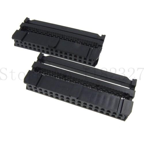 IDC Socket 2.54 mm Pitch 2x17P 34Pin Female 1.27 mm Ribbon Cable Connector Black / Grey Color