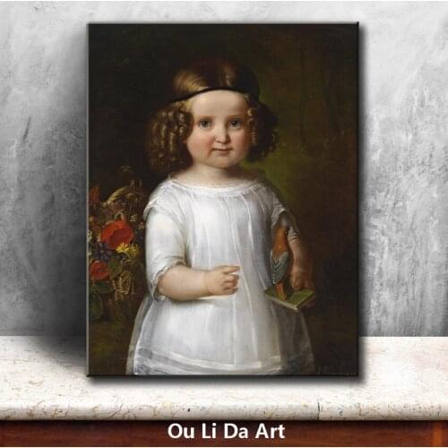 Classical figures cute girl angel portrait oil paintings canvas printing printed on canvas kid room wall art decoration picture