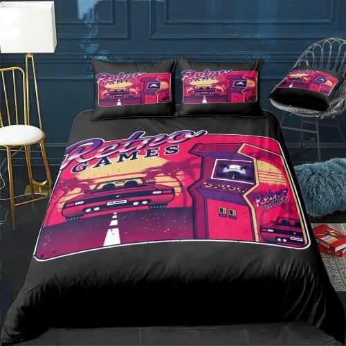 Retro Gaming Arcade Video Duvet Cover Twin/Queen/King Size Luxury Comforter Bedding Set With Pillowcase Home Bed Decora