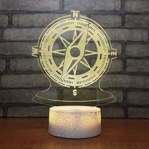 Creative Birthday Gifts Compass 3d Small Night Desk Lamp Acrylic Bed Head Decorative Table Lamps For Living Room
