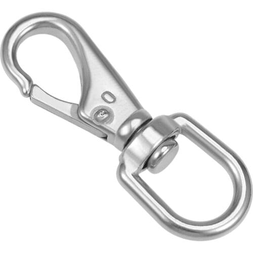 Uxcell Fixed Eye Hook,304 Stainless Steel 0# Carabiner Lock Boat Clip Hook 68mm Length Silver Tone