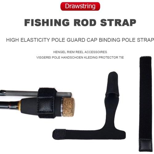 Hook Loop Cable Cord Ties Belt Fishing Rod Sleeve Cover Top Tip Protector Caps Fishing Poles Belt Strap Sets