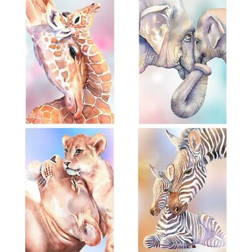 5D DIY Animals Family Diamond Painting Kits Full Round Drill Wall Picture Handmade Art Mosaic Craft Gift Home Decoration
