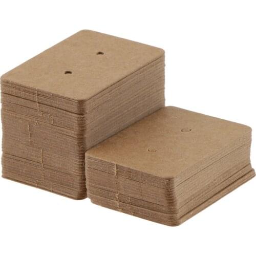 Pack of 100 Vintage Blank Earring Ear Studs Holder Hanging Kraft Display Cards Labels DIY Craft