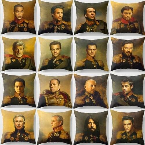 25 Styles Oil Painting Cushion Covers Military Generals Bill Murray Leonardo Pillow Cases 45X45cm Bedroom Sofa Decoration