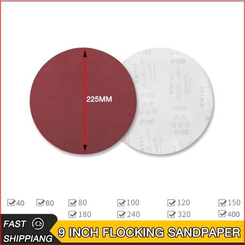 9 inch 225mm disc sandpaper self-adhesive wall sanding sandpaper back flocking sandpaper flocking sandpaper