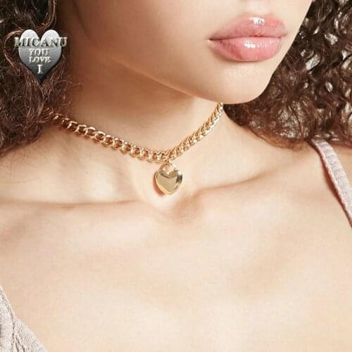 Necklace chain heart cadenas mujer chain choker punk harajuku accessories collier ras de cou femme moda takı ofertas relampago