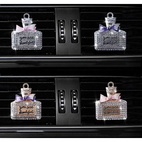 Air Outlet Perfume Clip Diamond-studded Perfume Bottle- Bow Car Perfume Car Interior Accessories Auto Fragrance Air Freshener