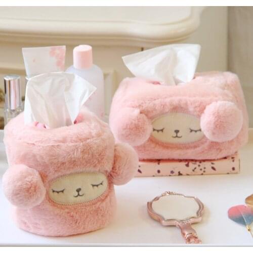 Plush Cartoon Sheep Tissue Box Cover Car Livingroom Bedroom Stuffed Tissue Box Holder HFing