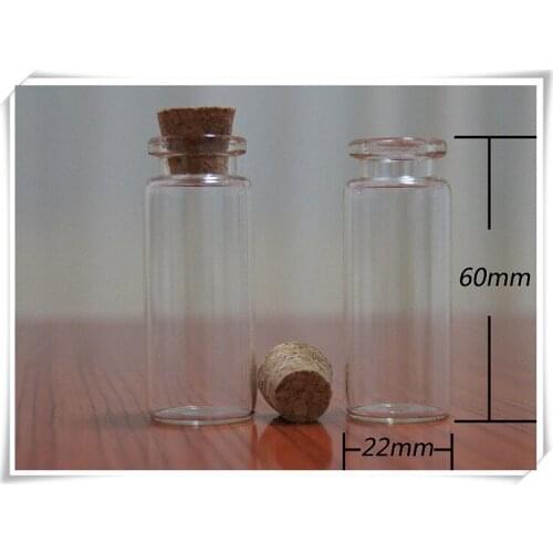 Factory wholesale 100 pcs/lot 14 ml Empty Clear Glass Wishing Bottles,14ml Vials With Cork Fit Jewelry Beads Packing 22*60 mm